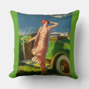 1930 Frau Auto und Flugzeug Kissen
