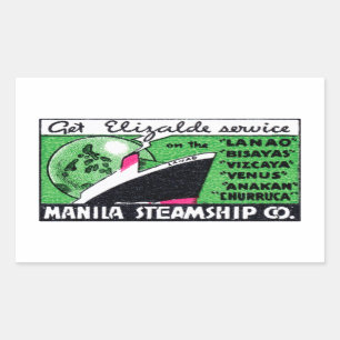 1930 Manila Dampfschifffahrtsgesellschaft Rechteckiger Aufkleber