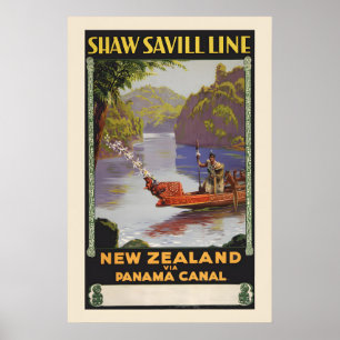 1930 Reise nach Neuseeland über den Panamakanal Poster