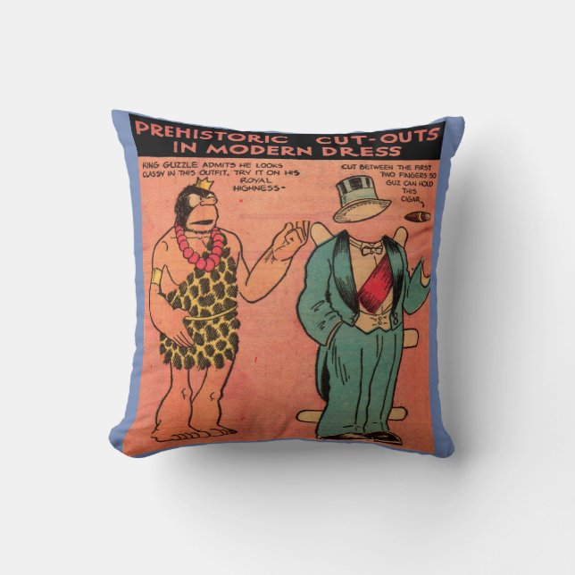1930er Comic Höhle Mann Papierpuppe King Guzzle Kissen (Vorderseite)