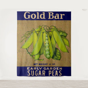 1930er Gold Bar zucker Erbsen kann etikettiert wer Wandteppich