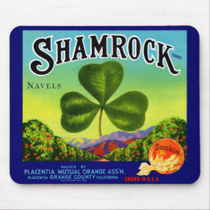 1930er Jahre Fruchtkistenetikett Shamrock Navel-Or Mousepad