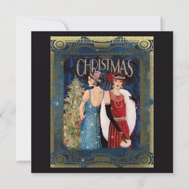 1930er Jahre Ladys Christmas Art Karte (Vorderseite)