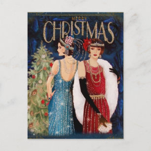 1930er Jahre Ladys Christmas Art Postkarte