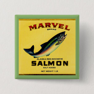 1930er Jahre Marvel Lachs kann etikettieren Button