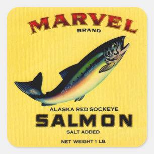 1930er Jahre Marvel Lachs kann etikettieren Quadratischer Aufkleber