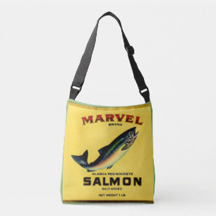 1930er Jahre Marvel Lachs kann etikettieren Tragetaschen Mit Langen Trägern