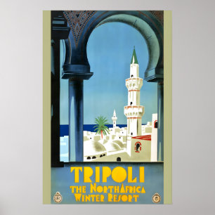 1930er Tripolis Nordafrika Winterresort Vintage Poster
