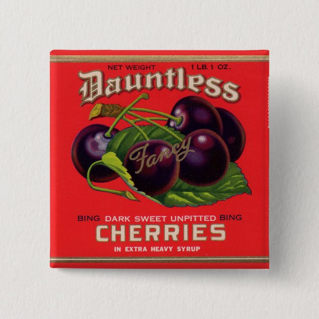 1930s Dauntless Cherries in Heavy Syrup can label Button (Vorderseite)