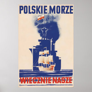 1930s Poland Propaganda Poster Baltic Sea Polish