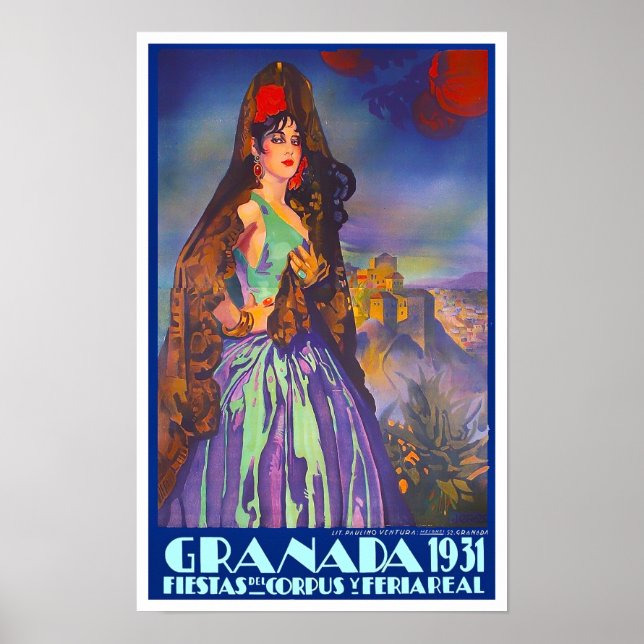1931 Feria de Granada Reiseplakat Poster (Vorne)