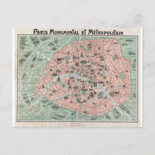 1932 Carte Art Déco de Paris, France (Devant)