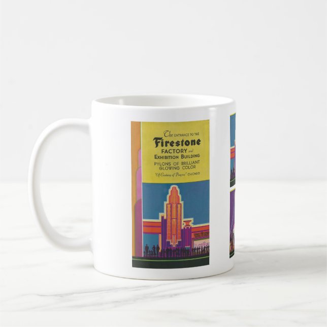 1933 Ausstellung in Chicago Art Deco Broschüre Kaffeetasse (Links)