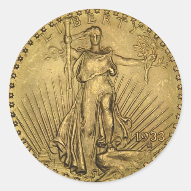 1933 Doppel-Adlergoldmünze Runder Aufkleber (Vorderseite)