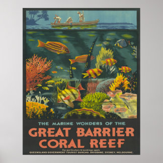 1933 Great Barrier Coral Reef Reiseplakat Poster