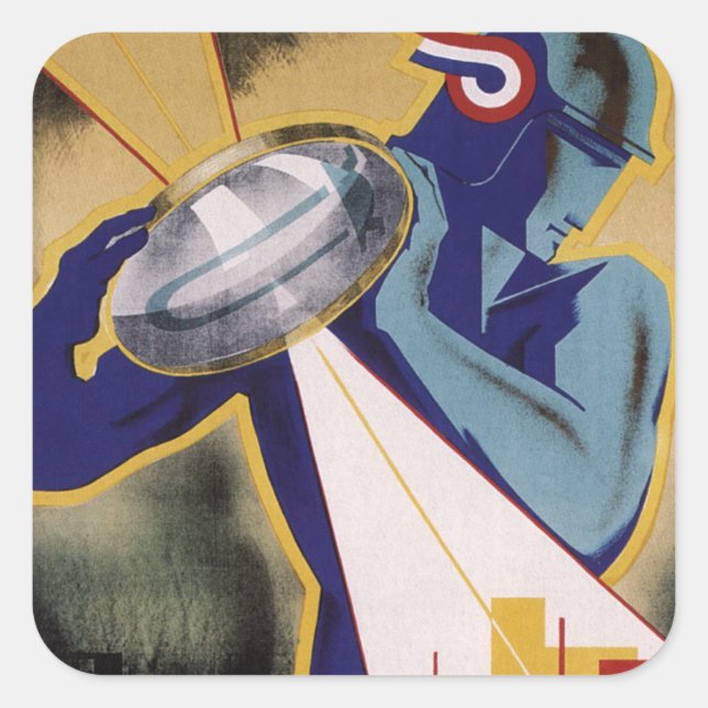 1934 Art Deco Jaarbeurs Utrecht Quadratischer Aufkleber (Vorderseite)