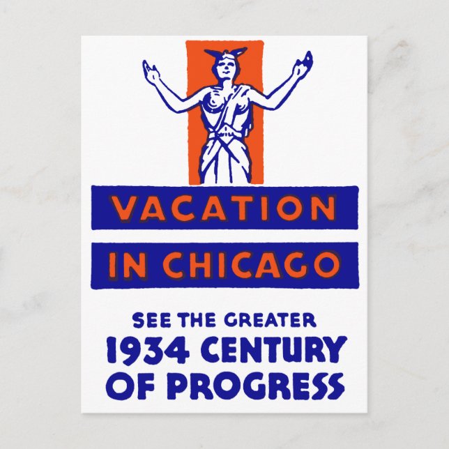 1934 Chicago Century of Progress Postkarte (Vorderseite)