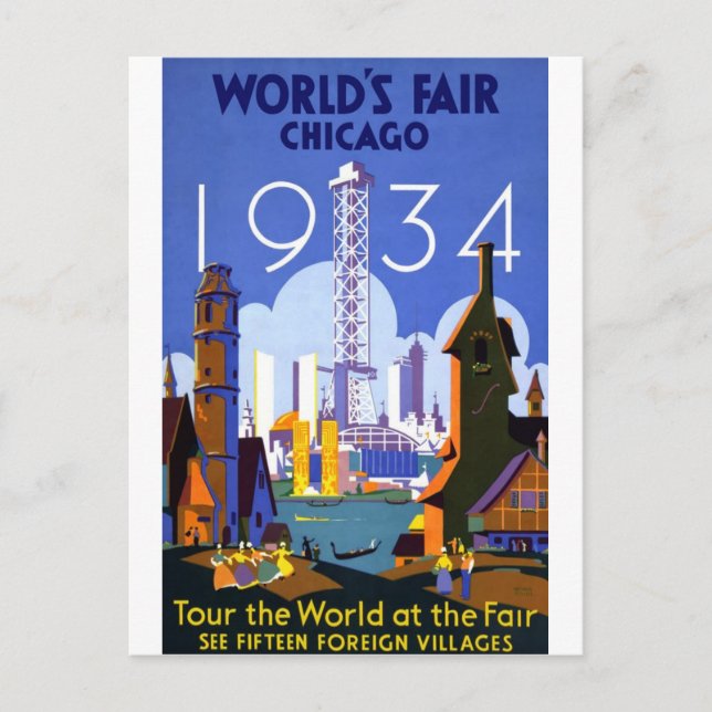 1934 Chicago World's Fair Postkarte (Vorderseite)