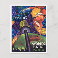 1934 Chicago World's Fair Vintage Reise Postkarte