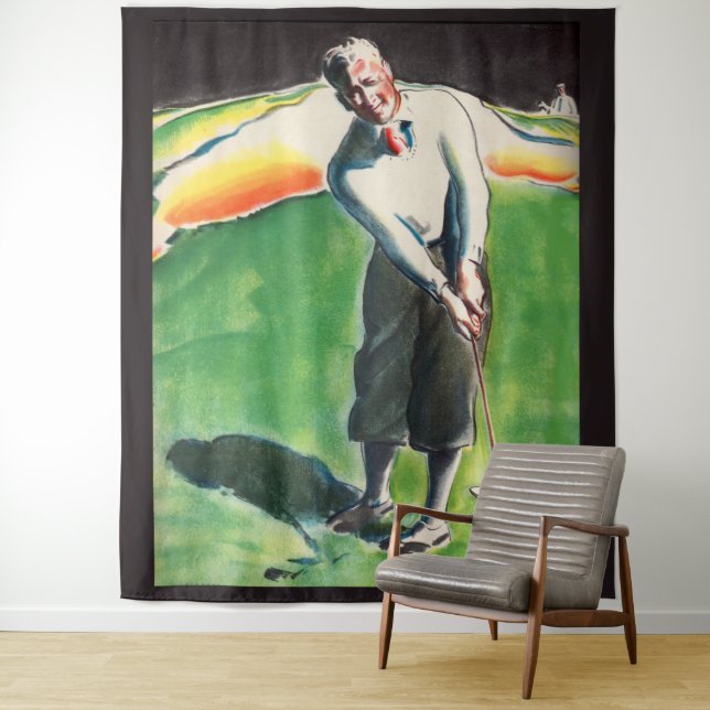 1934 Golf spielender Druck Wandteppich (Beispiel)