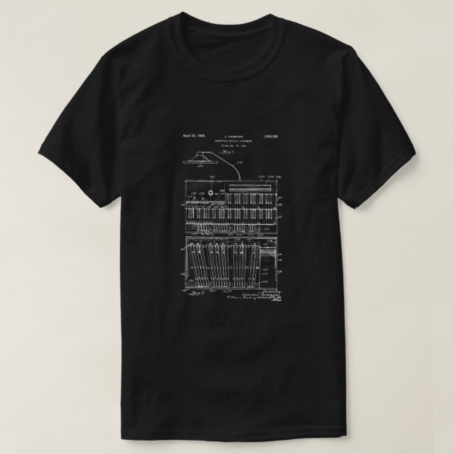 1934 Hammond Organ Patent Arts Baseball ¾ T-Shirt (Design vorne)