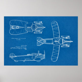 1935 Flugauto-Boot-Flugzeug-Patentzeichnung Druck Poster