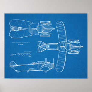 1935 Flugauto-Boot-Flugzeug-Patentzeichnung Druck Poster