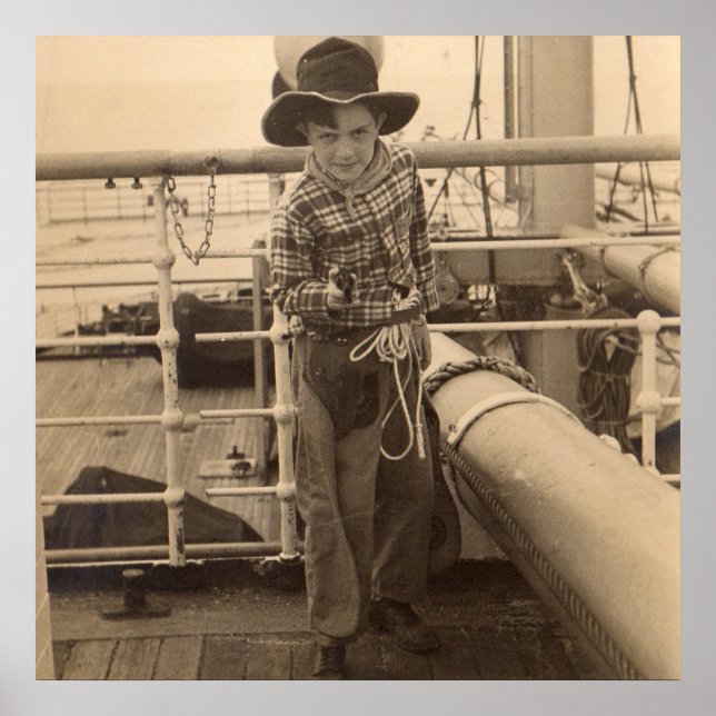 1935 jugendlicher Cowboy an Bord Poster (Vorne)