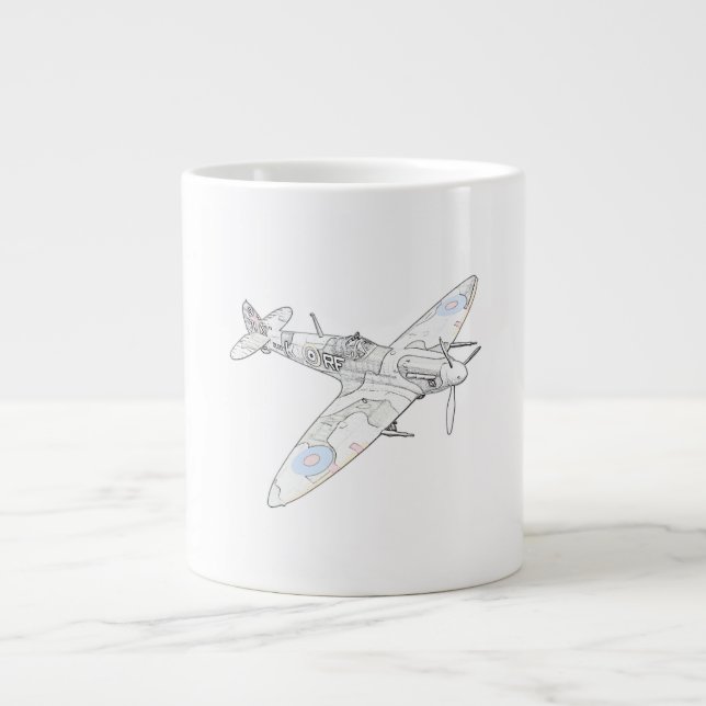 1936: Farbe des Spitfire-Kampfflugzeugs Jumbo-Tasse (Vorderseite)