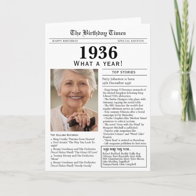 1936 Newspaper Birthday card 90th birthday Karte (Vorderseite)