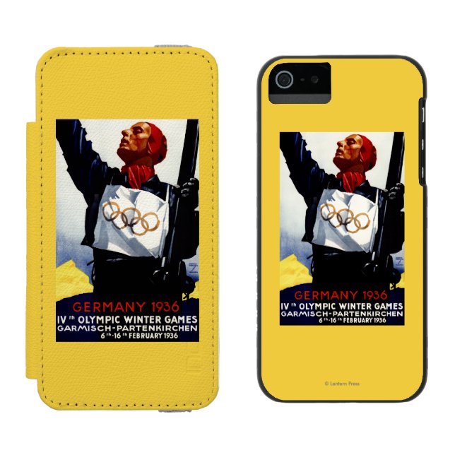 1936 olympisches Winter-Spiel-Anzeige-Plakat Incipio iPhone Geldbeutel-Hülle (Seite an Seite)
