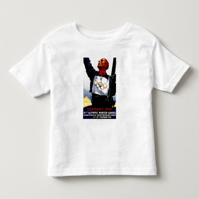 1936 olympisches Winter-Spiel-Anzeige-Plakat Kleinkind T-shirt (Vorderseite)