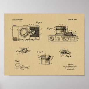 1936 Vintage Kamera Patent Kunst Zeichnung Druck Poster