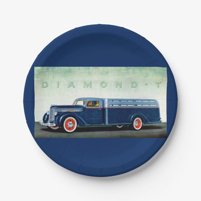 1937 Diamond-T-Blue LKW Pappteller (Vorderseite)