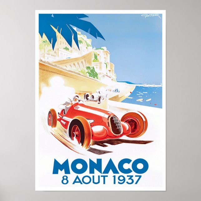 1937 Monaco Grand Prix Vintages Rennposter Poster (Vorne)