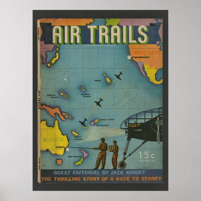 1938 Aviation Magazine Airplane Cover Art Print Poster (Vorne)