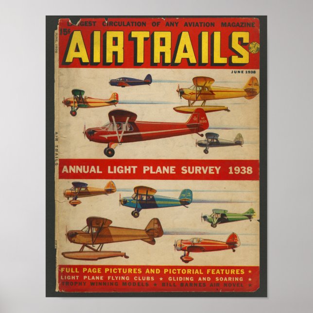 1938 Aviation Magazine Airplane Cover Art Print Poster (Vorne)