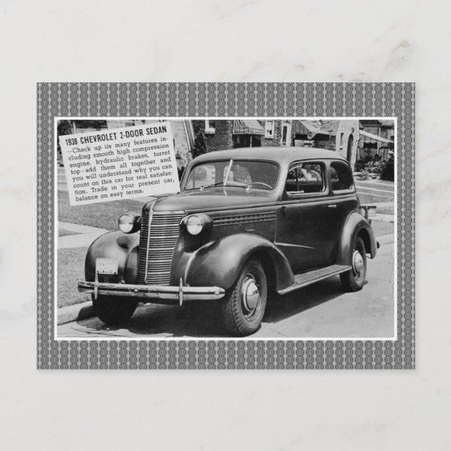 1938 Chevrolet 2-Türer-Klassiker Postkarte (Vorderseite)