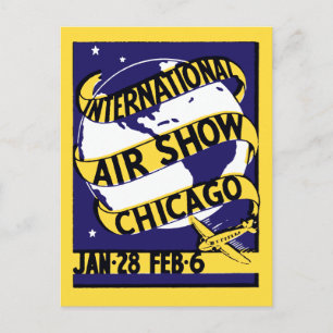 1938 Chicago International Air Show Postkarte