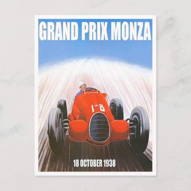 1938 Großer Preis von Monza historisches Rennen Postkarte (Vorderseite)