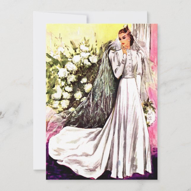 1938 Hochzeitsgown Print Braudusche Einladung (Vorderseite)
