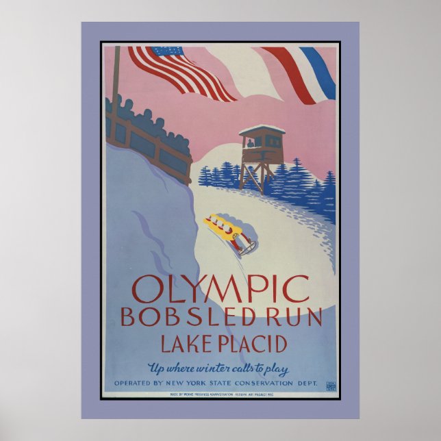 1938 Vintager Wintersport Reisen und Plattensee Poster (Vorne)
