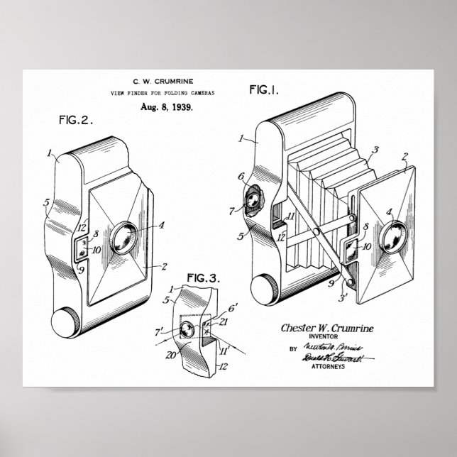 1939 Faltkamera Patent Art Zeichnend Druck Poster (Vorne)