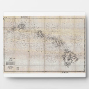 1939 Japanese Map of Hawaii Pearl Harbor Fotoplatte