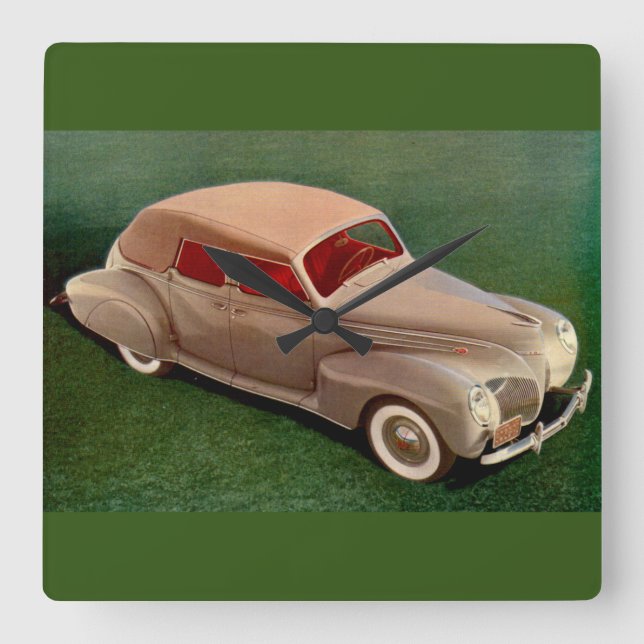 1939 Lincoln Zephyr Quadratische Wanduhr (Vorderseite)
