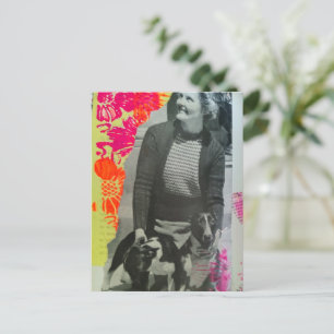 1939 Vintage Dame mit zwei Hunden Collage Postkarte