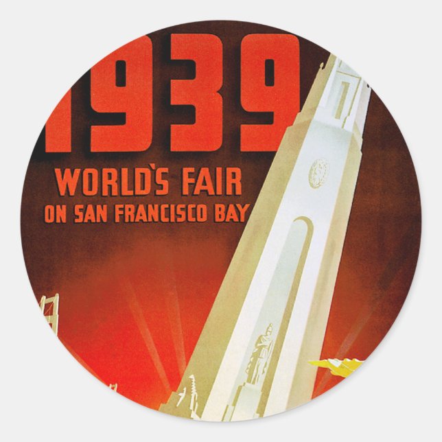 1939 Weltmesse San Francisco Runder Aufkleber (Vorderseite)
