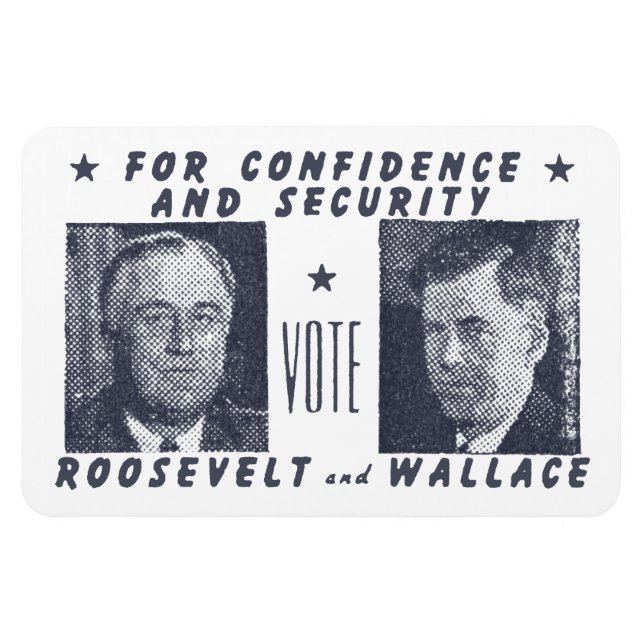1940 Abstimmung Roosevelt + Wallace, grau Magnet (Horizontal)