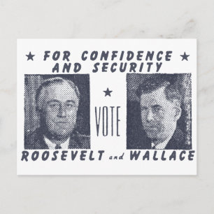 1940 Abstimmung Roosevelt + Wallace, grau Postkarte