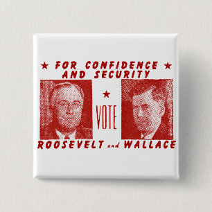 1940 Abstimmung Roosevelt + Wallace, rot Button